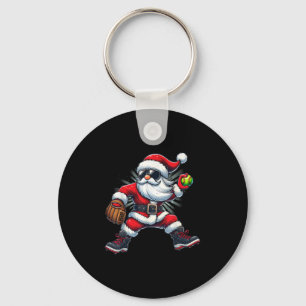 Santa speelt softbal als Tcher Boys Kinder Tiener  Sleutelhanger