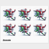 Santa speelt voetbal tijdens de feestdagen vierkante sticker (Vel)