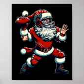 Santa Spelen Amerikaans Football Kerstmis Vrouwen Poster (Voorkant)