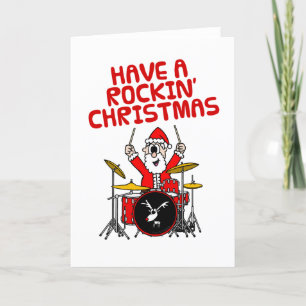 Santa spelen Drums Drummer Christmas Kaart