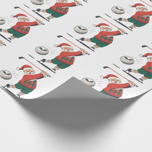 Santa spelen Golf Christmas Player Golfer Cadeaupapier (Hoek)