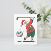 Santa spelen Golf Christmas Player Golfer Feestdagenkaart (Staand voorkant)