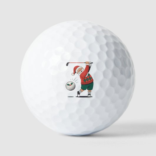 Santa spelen Golf Christmas Player Golfer Golfballen (Voorkant)