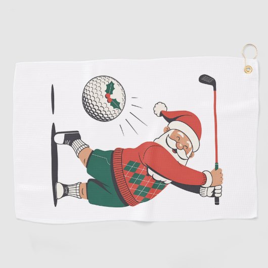 Santa spelen Golf Christmas Player Golfer Golfhanddoek (Horizontaal)