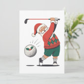 Santa spelen Golf Christmas Player Golfer Kaart (Staand voorkant)