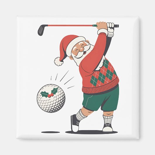Santa spelen Golf Christmas Player Golfer Magneet (Voorkant)