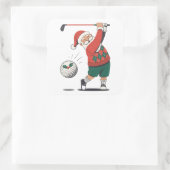 Santa spelen Golf Christmas Player Golfer Vierkante Sticker (Tas)