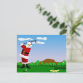 Santa Spelen Golf Feestdagenkaart (Staand voorkant)