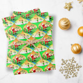 Santa Spelen Golf In Florida Kerst Ogee Inpakpapier Vel