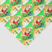 Santa Spelen Golf In Florida Kerst Ogee Tissuepapier (Detail)