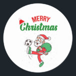 Santa Spelen Voetbal Cool Ronde Sticker<br><div class="desc">Santa Playing Soccer Cool Classic Ronde Sticker,  cadeau uw geliefde met deze speciale stickers dit seizoen.</div>
