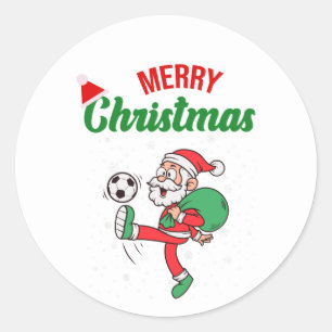 Santa Spelen Voetbal Cool Ronde Sticker