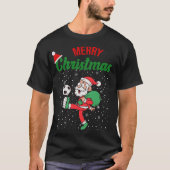 Santa Spelen Voetbal Kerstmis Pyjama Cool Sport T-shirt (Voorkant)