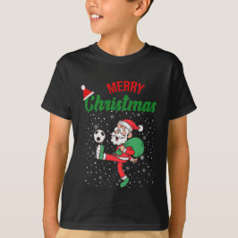 Santa Spelen Voetbal Kerstmis Pyjama Cool Sport T-shirt