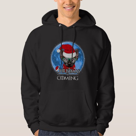 Santa Sphynx Cat Merry Kerstmis komt grappige X Hoodie (Voorkant)