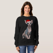 Santa Sphynx Kat Kerstmis Pyjama Grappige Kerstcad Trui (Voorkant volledig)