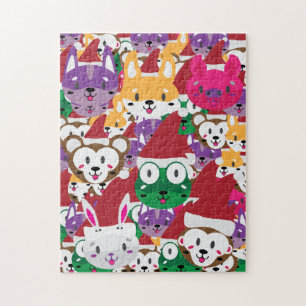 Santa Spike en Friends Animal Kerstmis. Legpuzzel