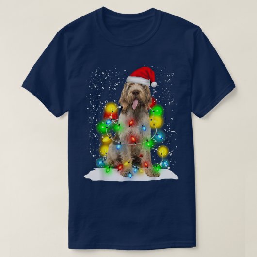 Santa Spinone Italiano-kerstlicht Pajama Dog T-shirt (Design voorkant)