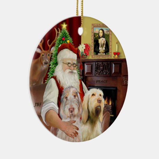 Santa - Spinone Italiano (TWEE) Keramisch Ornament (Rechts)