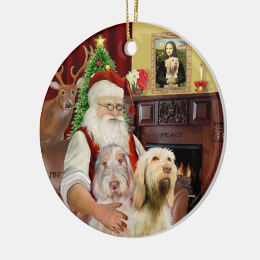 Santa - Spinone Italiano (TWEE) Keramisch Ornament (Links)