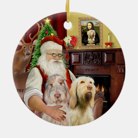 Santa - Spinone Italiano (TWEE) Keramisch Ornament (Achterkant)