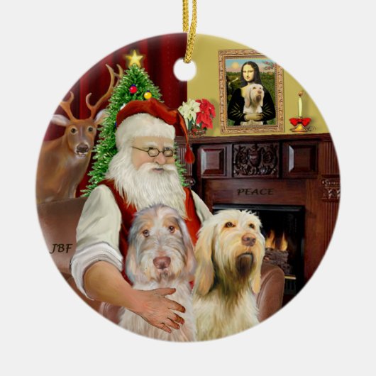 Santa - Spinone Italiano (TWEED) Keramisch Ornament (Voorkant)