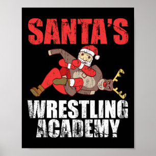 Santa Sport Worstelen Ring Vecht Wurg Tik Ontwerp Poster