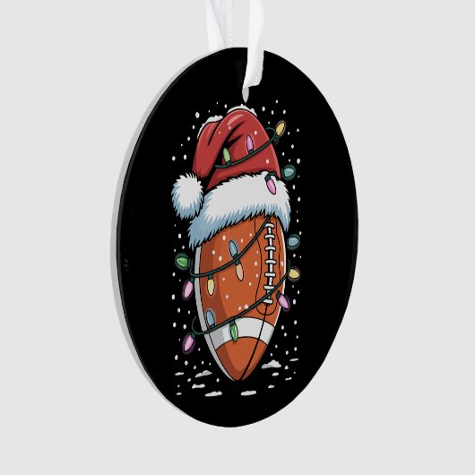 Santa Sports Christmas American Football Player  Ornament (voorkant)