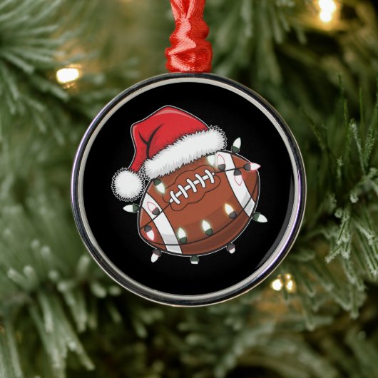 Santa Sports Christmas Amerikaans Football Lover Metalen Ornament (Boom)