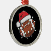 Santa Sports Christmas Amerikaans Football Lover Metalen Ornament (Rechts)