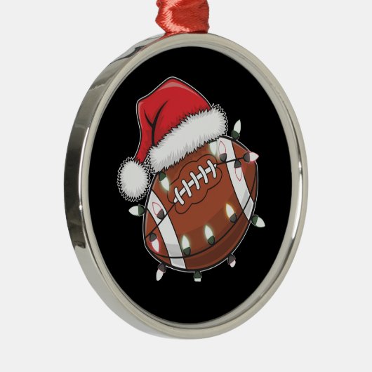 Santa Sports Christmas Amerikaans Football Lover Metalen Ornament (Rechts)