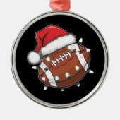 Santa Sports Christmas Amerikaans Football Lover Metalen Ornament (Voorkant)