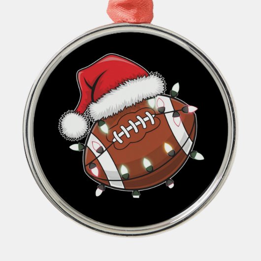 Santa Sports Christmas Amerikaans Football Lover Metalen Ornament (Voorkant)