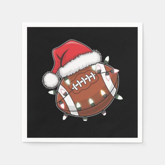 Santa Sports Christmas Amerikaans Football Lover Servet (Voorkant)