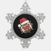 Santa Sports Christmas Amerikaans Football Lover Tin Sneeuwvlok Ornament (Voorkant)