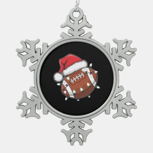 Santa Sports Christmas Amerikaans Football Lover Tin Sneeuwvlok Ornament (Voorkant)