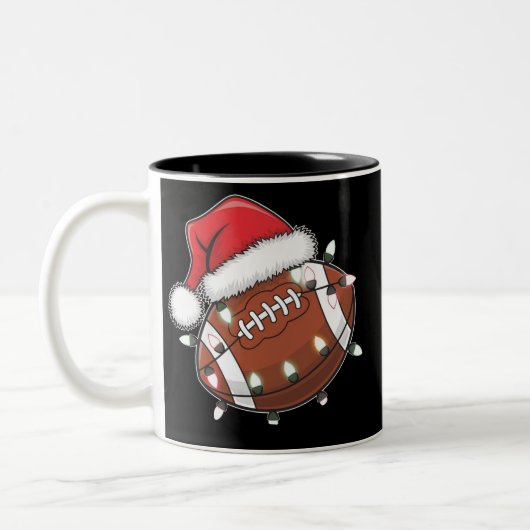 Santa Sports Christmas Amerikaans Football Lover Tweekleurige Koffiemok (Links)