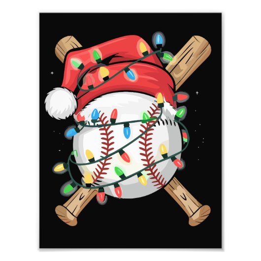 Santa Sports Christmas Baseball Player  Foto Afdruk (Voorkant)
