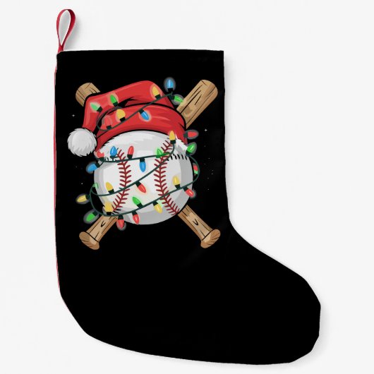 Santa Sports Christmas Baseball Player  Kleine Kerstsok (Voorkant)