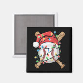 Santa Sports Christmas Baseball Player  Magneet (Voorkant / Achterkant)