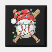 Santa Sports Christmas Baseball Player  Magneet (Voorkant)