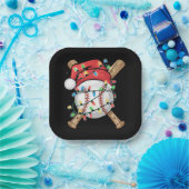 Santa Sports Christmas Baseball Player  Papieren Bordje (Feest)