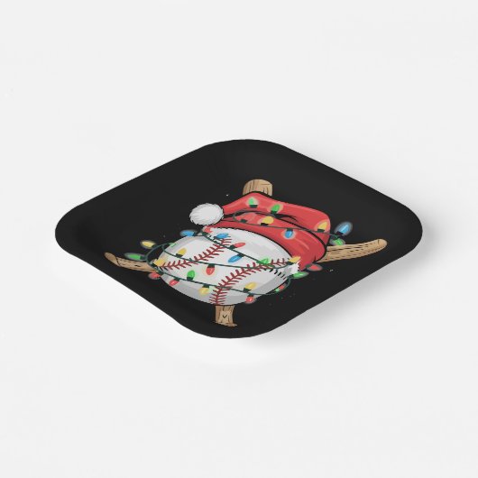 Santa Sports Christmas Baseball Player  Papieren Bordje (Gebogen)