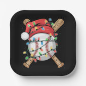 Santa Sports Christmas Baseball Player  Papieren Bordje (Voorkant)
