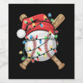 Santa Sports Christmas Baseball Player  Wijn Etiket (Enkel label)