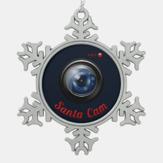 Santa Spy Camera Tin Sneeuwvlok Ornament