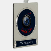 Santa Spy Camera Verzilverd Banner Ornament (Rechts)