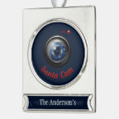 Santa Spy Camera Verzilverd Banner Ornament (Links)