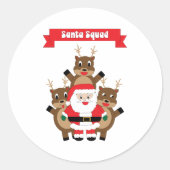 Santa Squad Christmas Reindeer Humor Ronde Sticker (Voorkant)