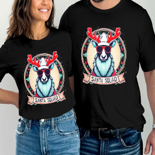 Santa Squad Cool Rendier glazen feestelijk T-shirt